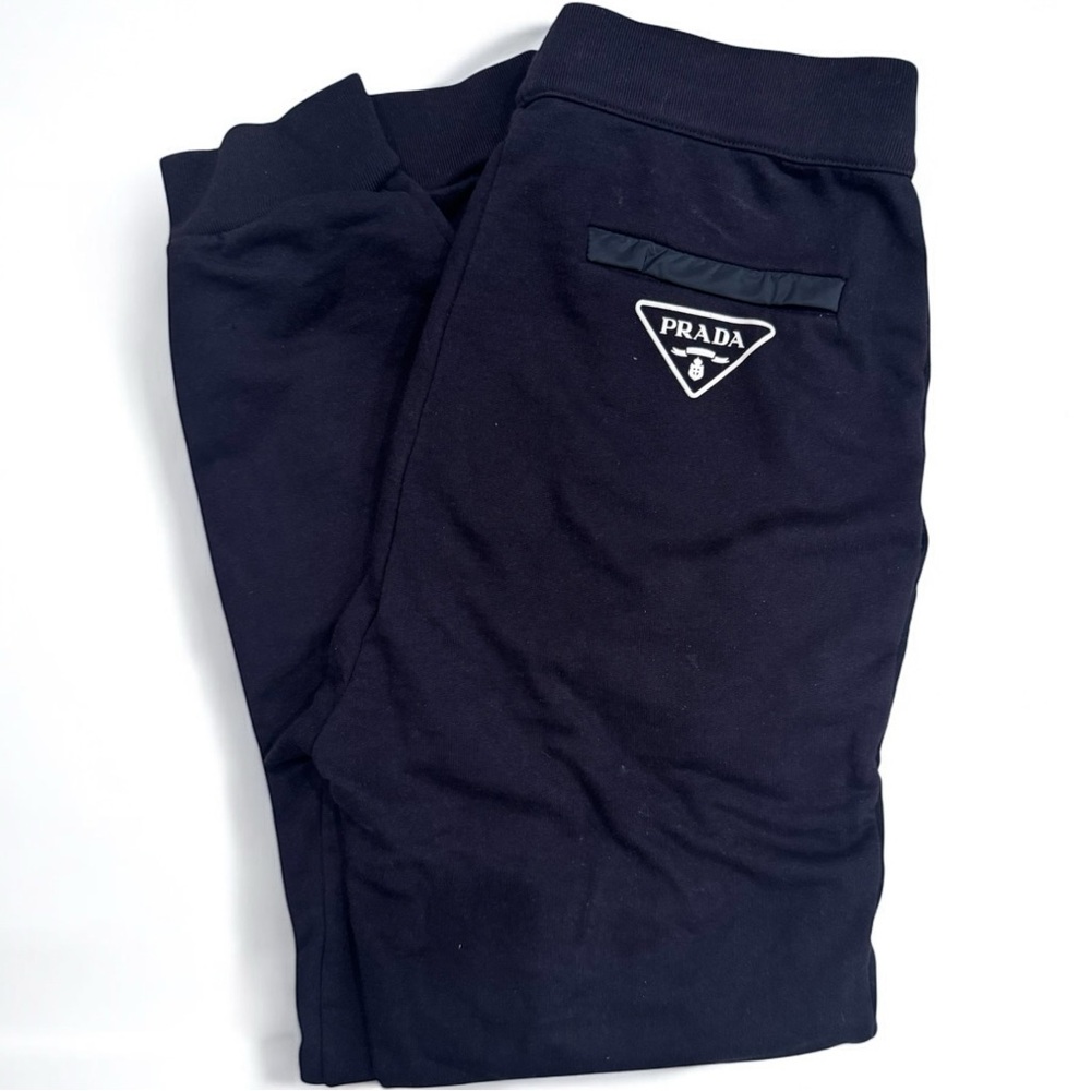 Prada Men’s Nylon Detail Navy Sweatpants Jogger with Logo Sz Small $2000 retail